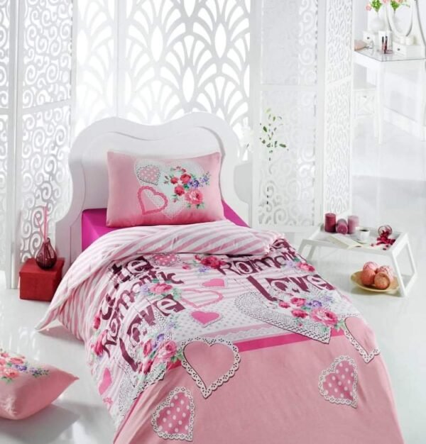 Drap de lit imprimé LOVE rose