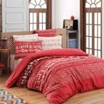 Drap de lit imprimé rouge -70064 N°2- 2 PLACES